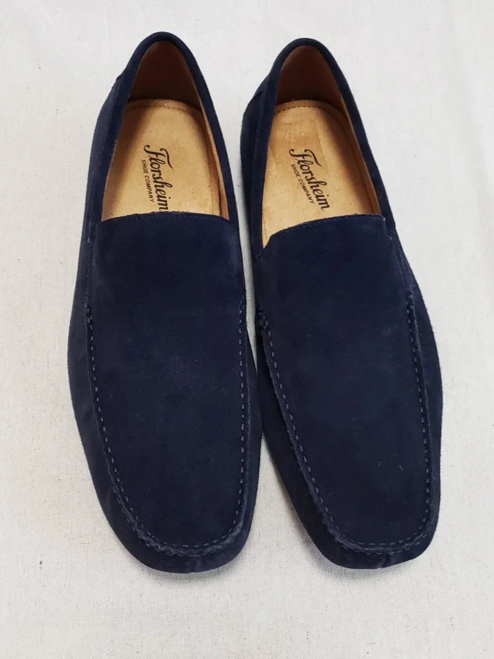 Florsheim Men’s Size 10.5 Navy Blue Loafer Suede Leather Slip-On Shoes Moc Toe